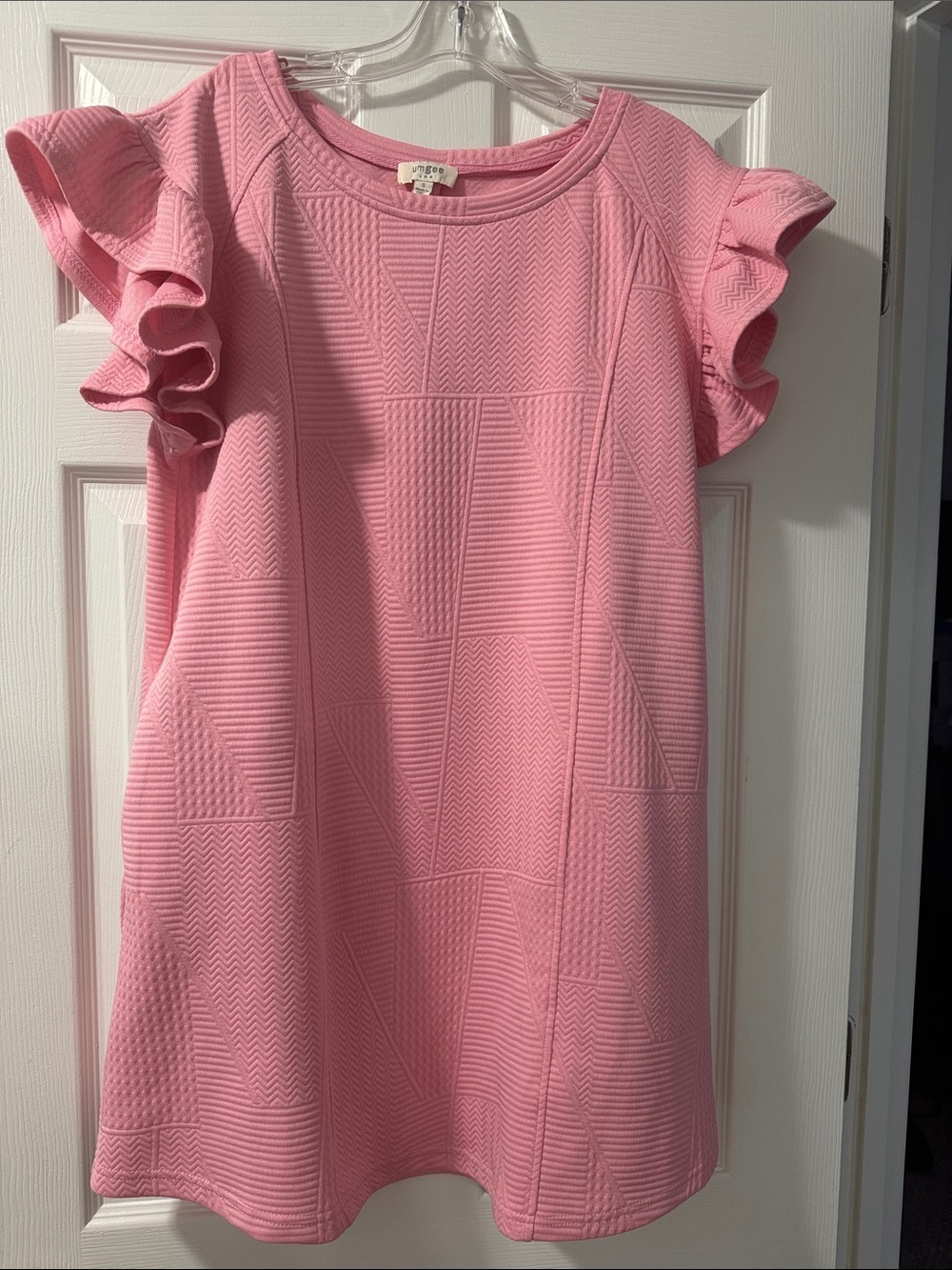 Umgee Pink Textured Ruffle-Sleeve Mini Dress